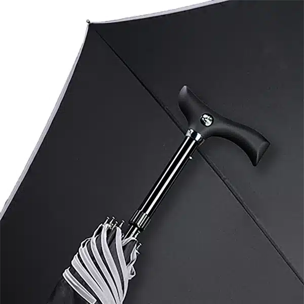 gastrock paraplu wandelstok stepbrella zwart met grijze rand